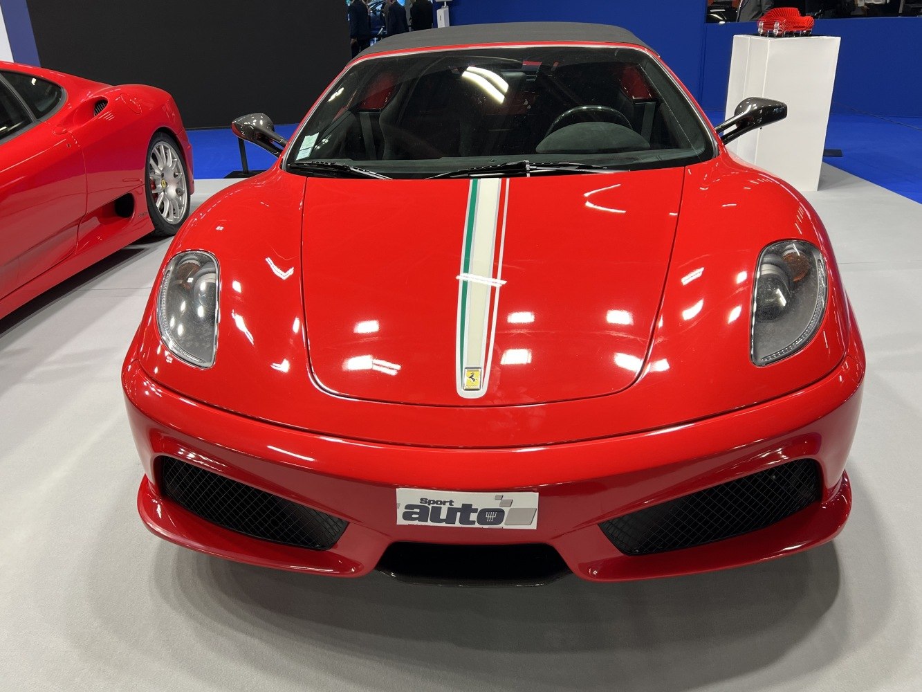 Front view with Italian flag racing stripe on hood
