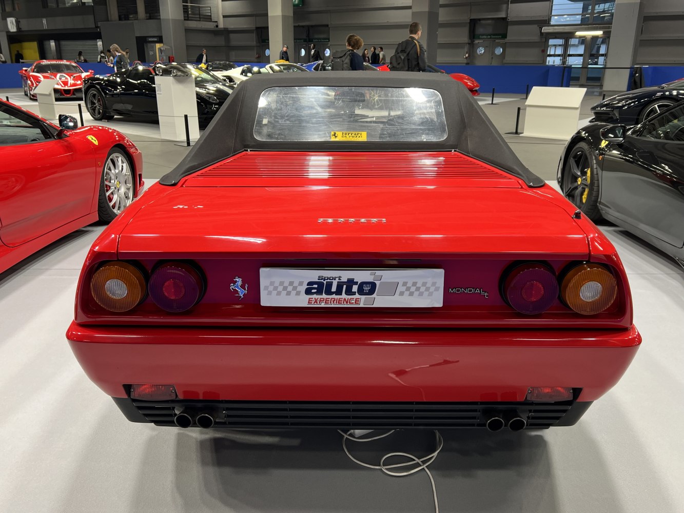 Rear view with quad round tail lights and dual exhaust pipes