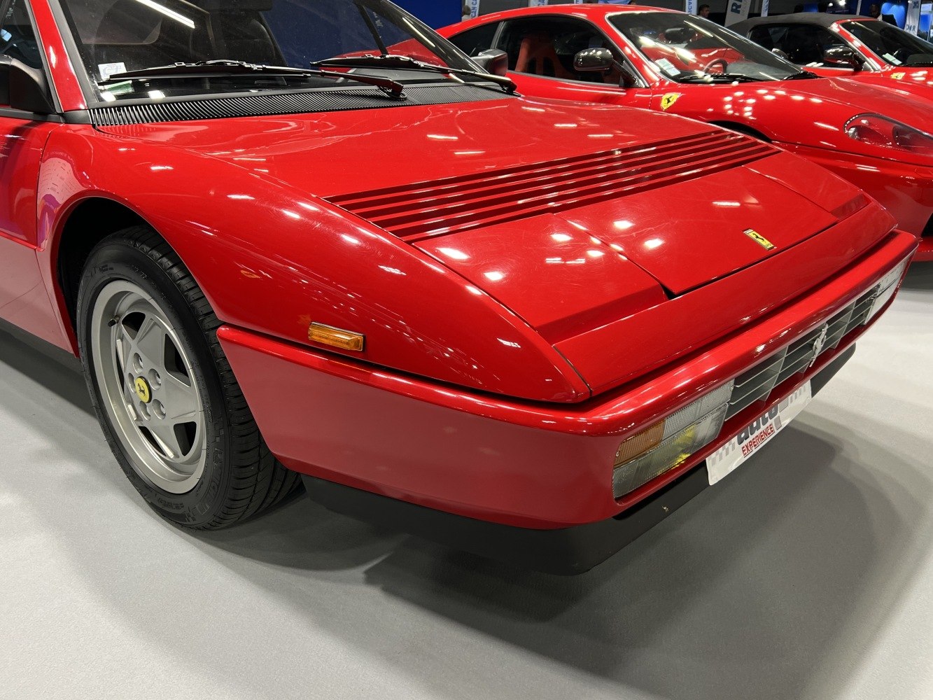 1980s vintage sports car front with pop-up headlight covers and side marker