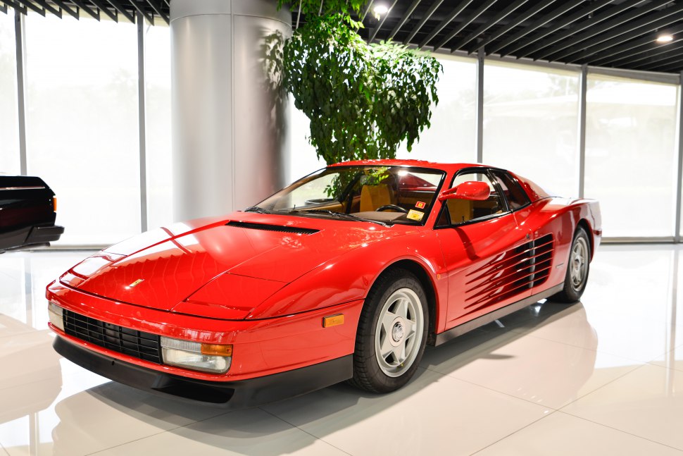Sleek sports car with iconic side strakes and low-profile design