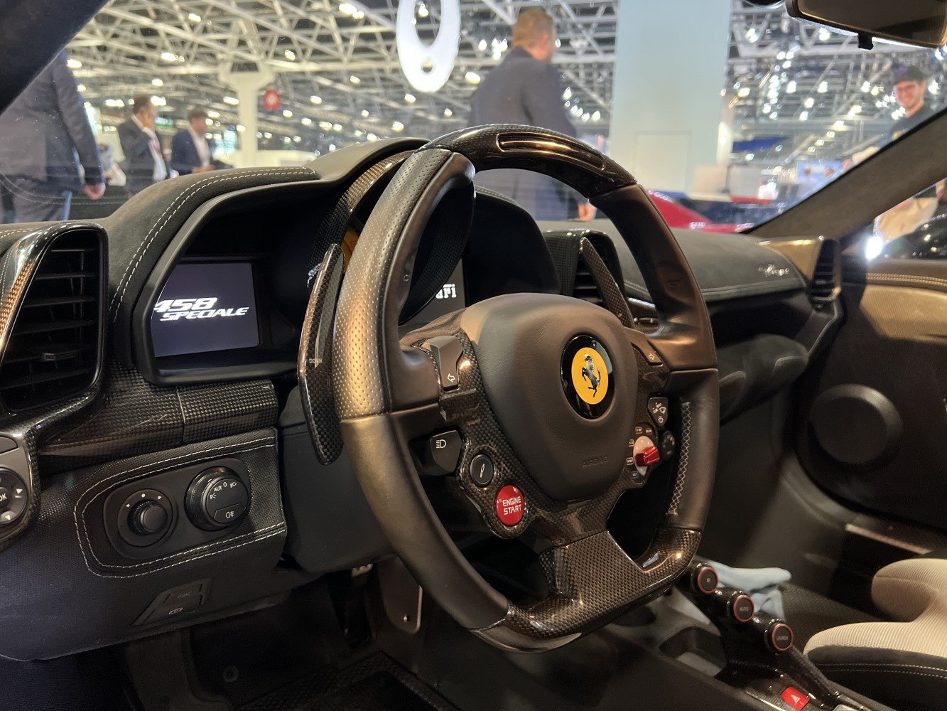 Carbon fiber steering wheel with digital dashboard display