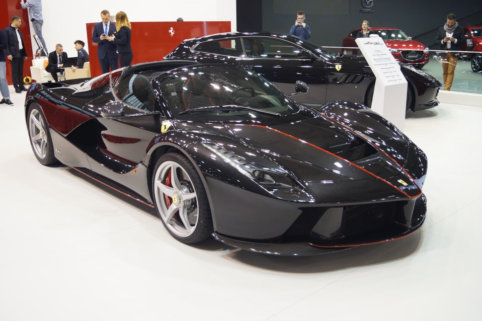 Black Ferrari LaFerrari Aperta 2016 with red accent detailing
