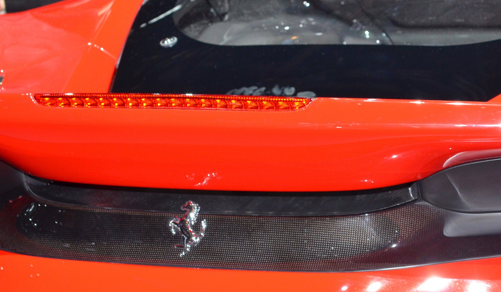Red rear with prancing horse emblem and LED brake light