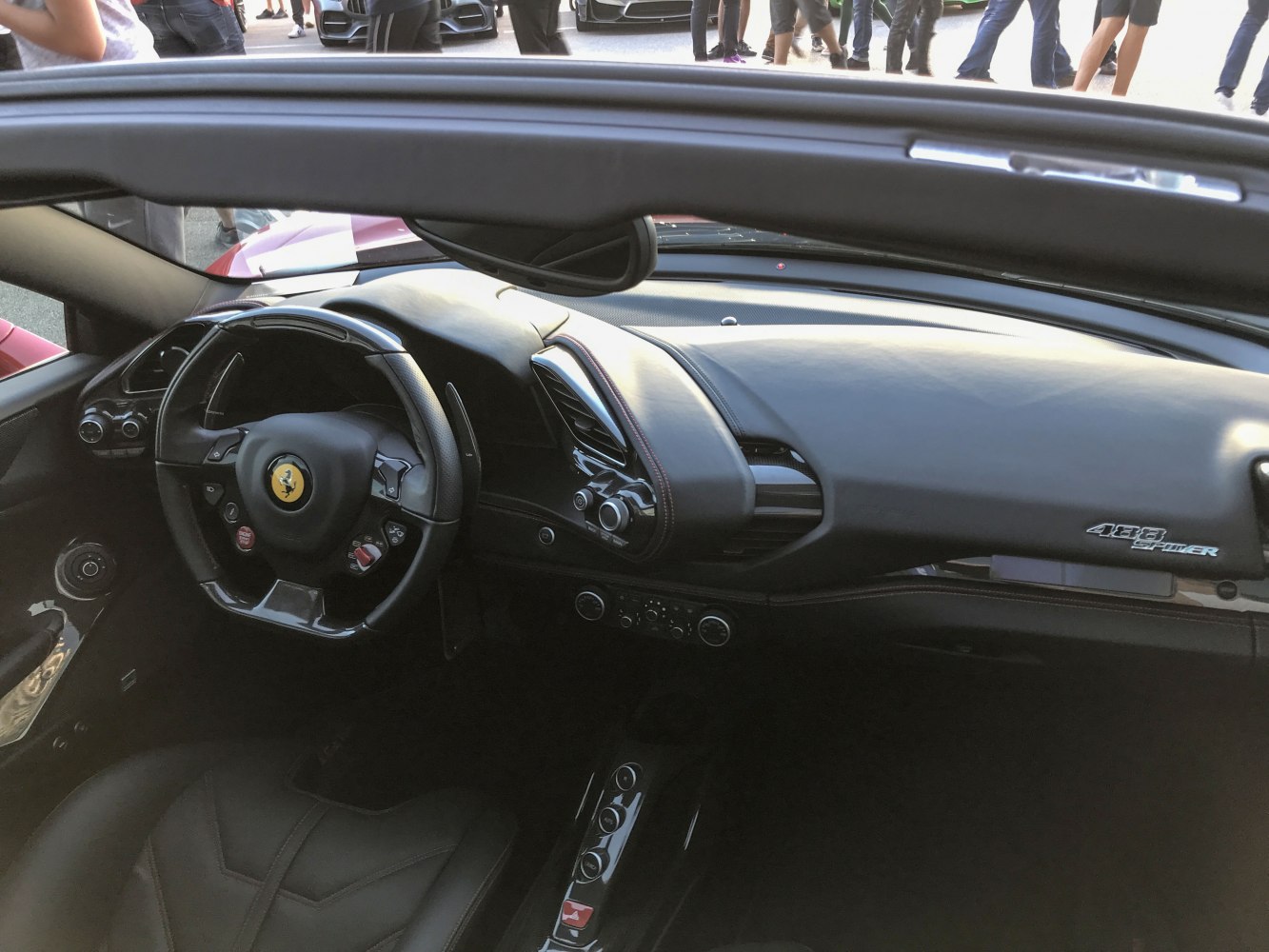 Luxury convertible dashboard and steering wheel interior