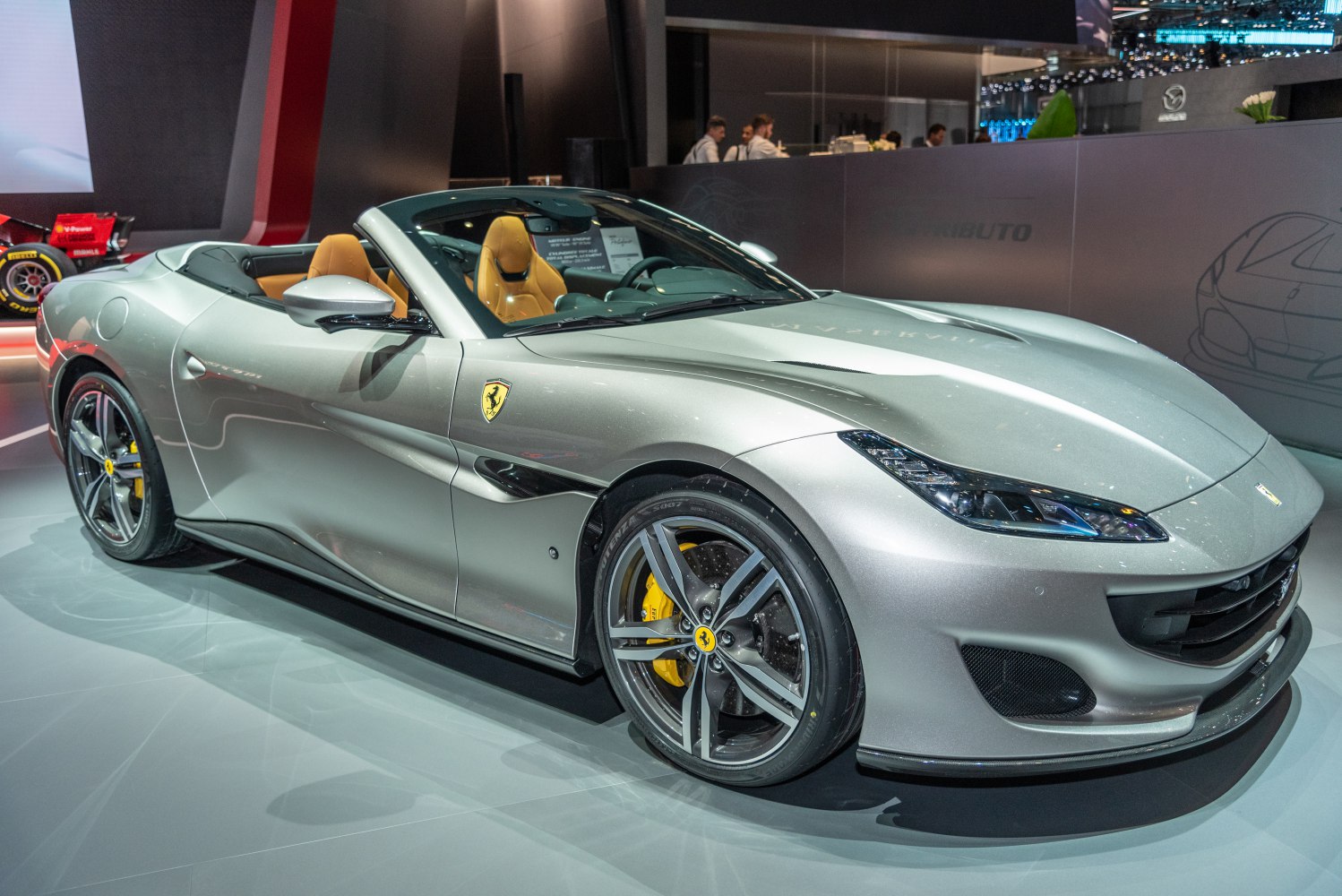 Convertible sports car front and side view with sleek aerodynamic styling