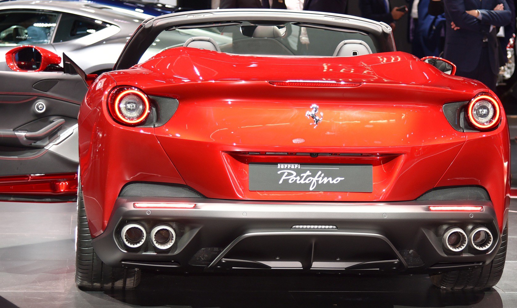 Rear view with quad exhaust and round LED tail lights