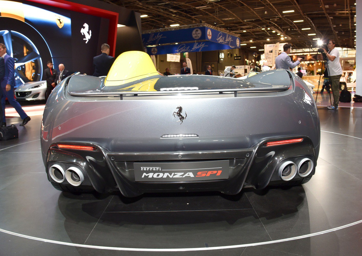 Rear view with dual exhausts and streamlined design