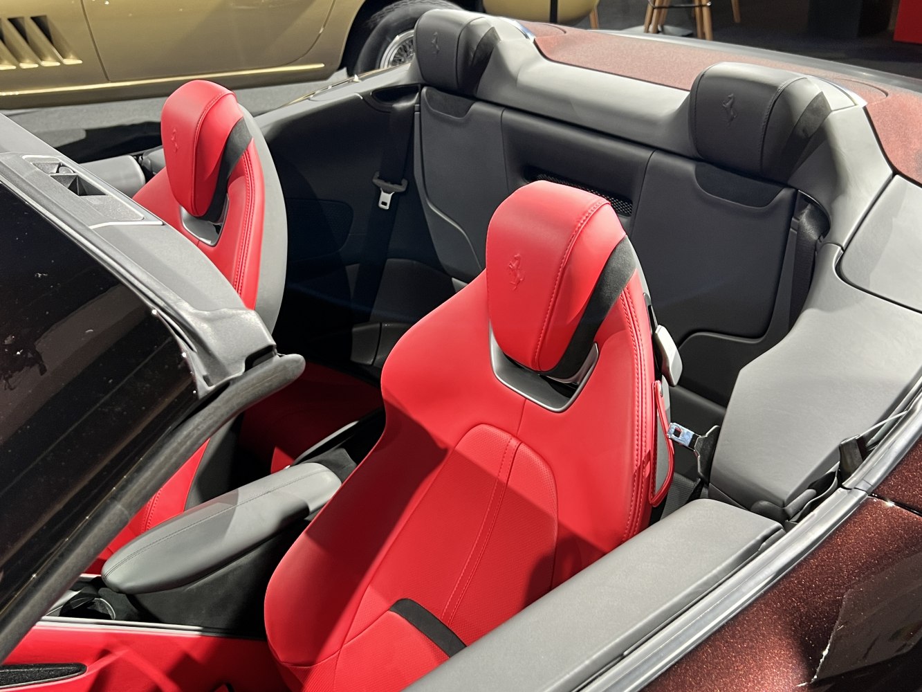 Red sport seats with convertible open-top interior