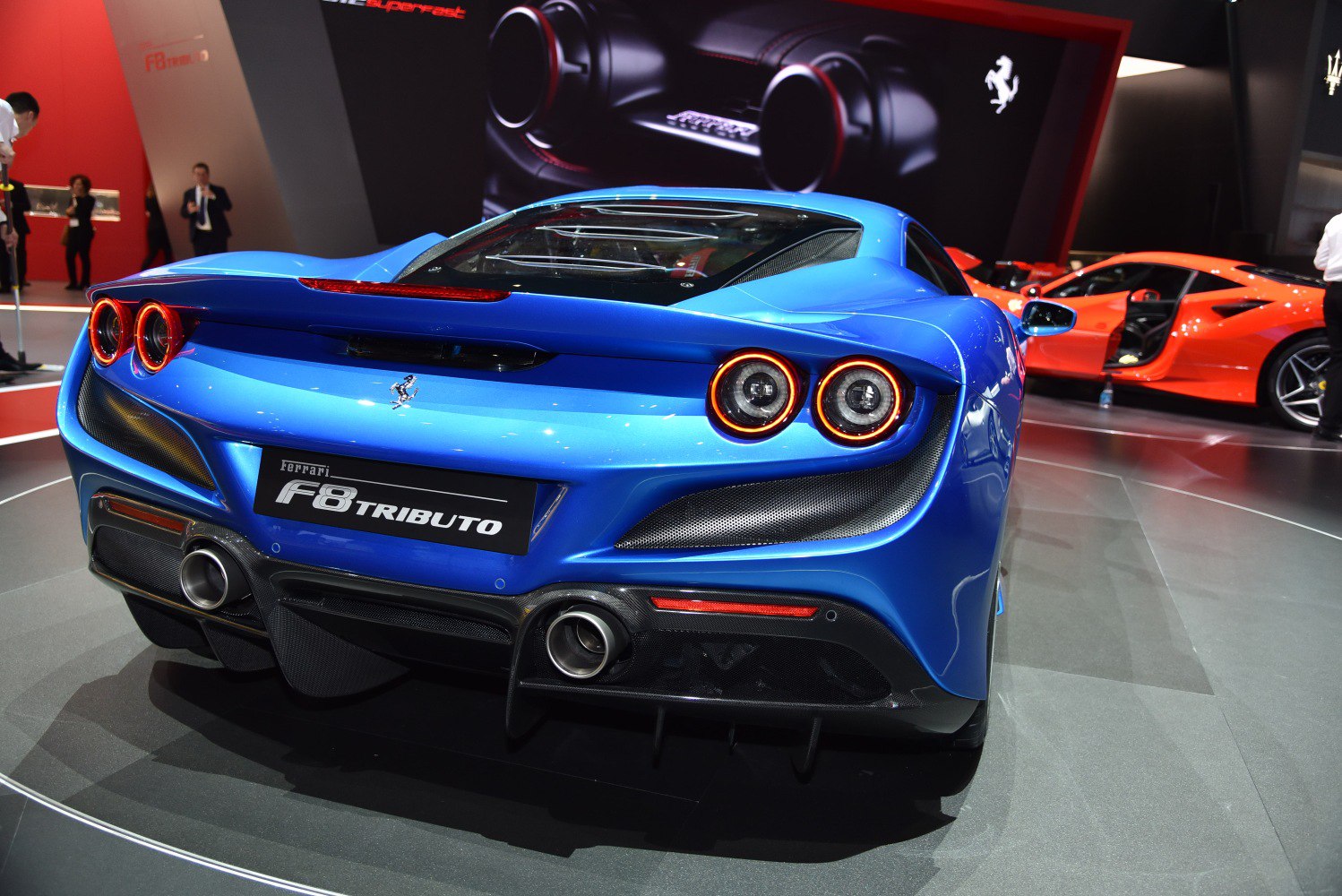 Rear view with dual circular taillights and aerodynamic diffuser