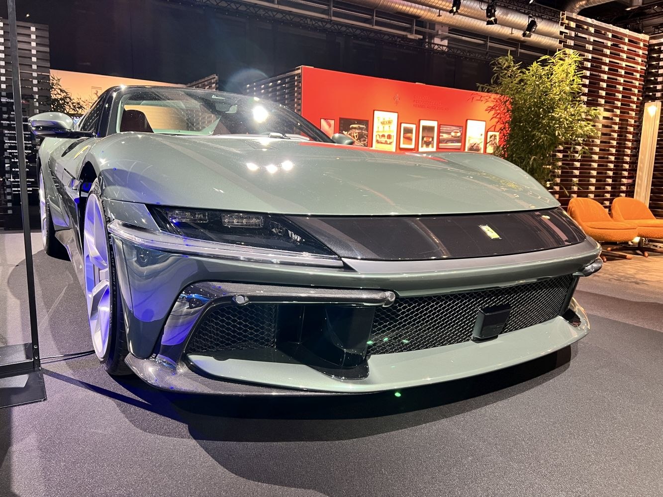 Modern front design with sharp headlights and aerodynamic air intakes