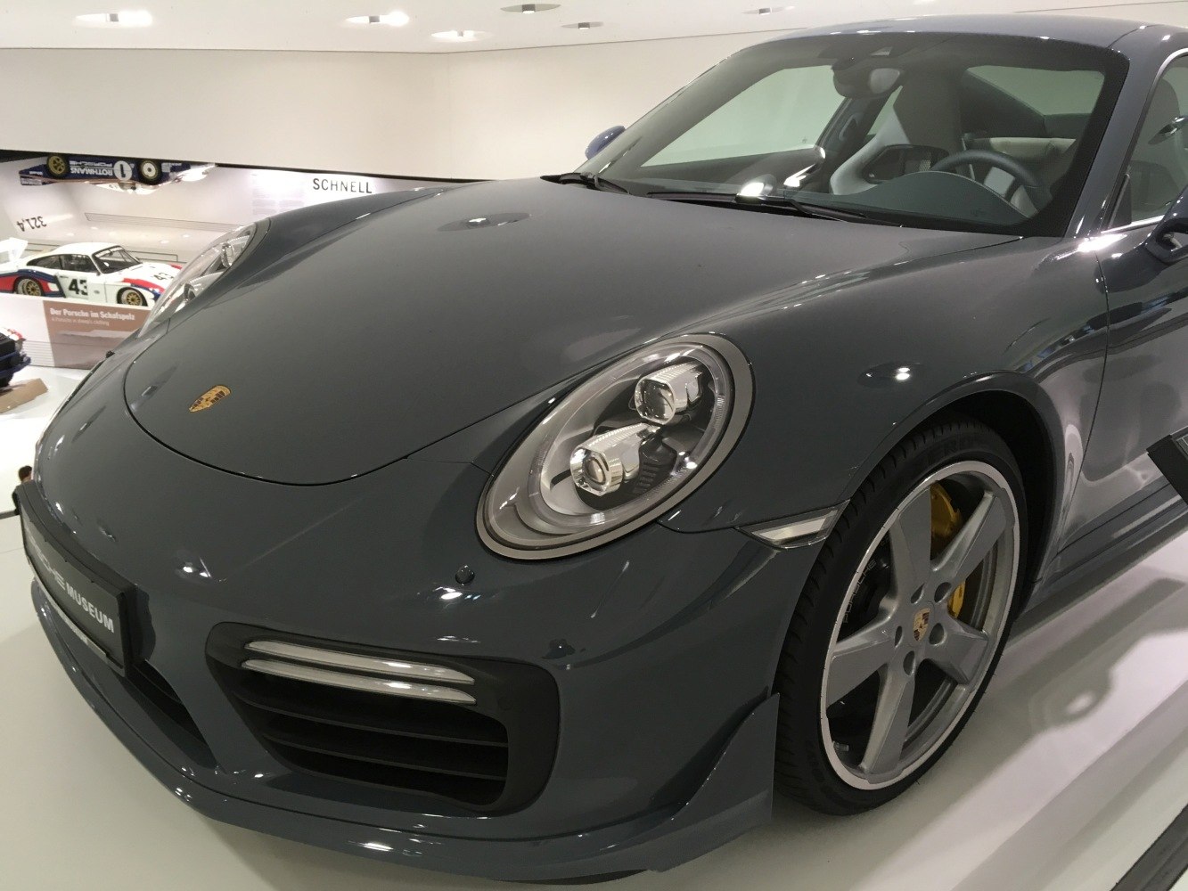 Close-up of front end with LED headlights and sporty alloy wheels