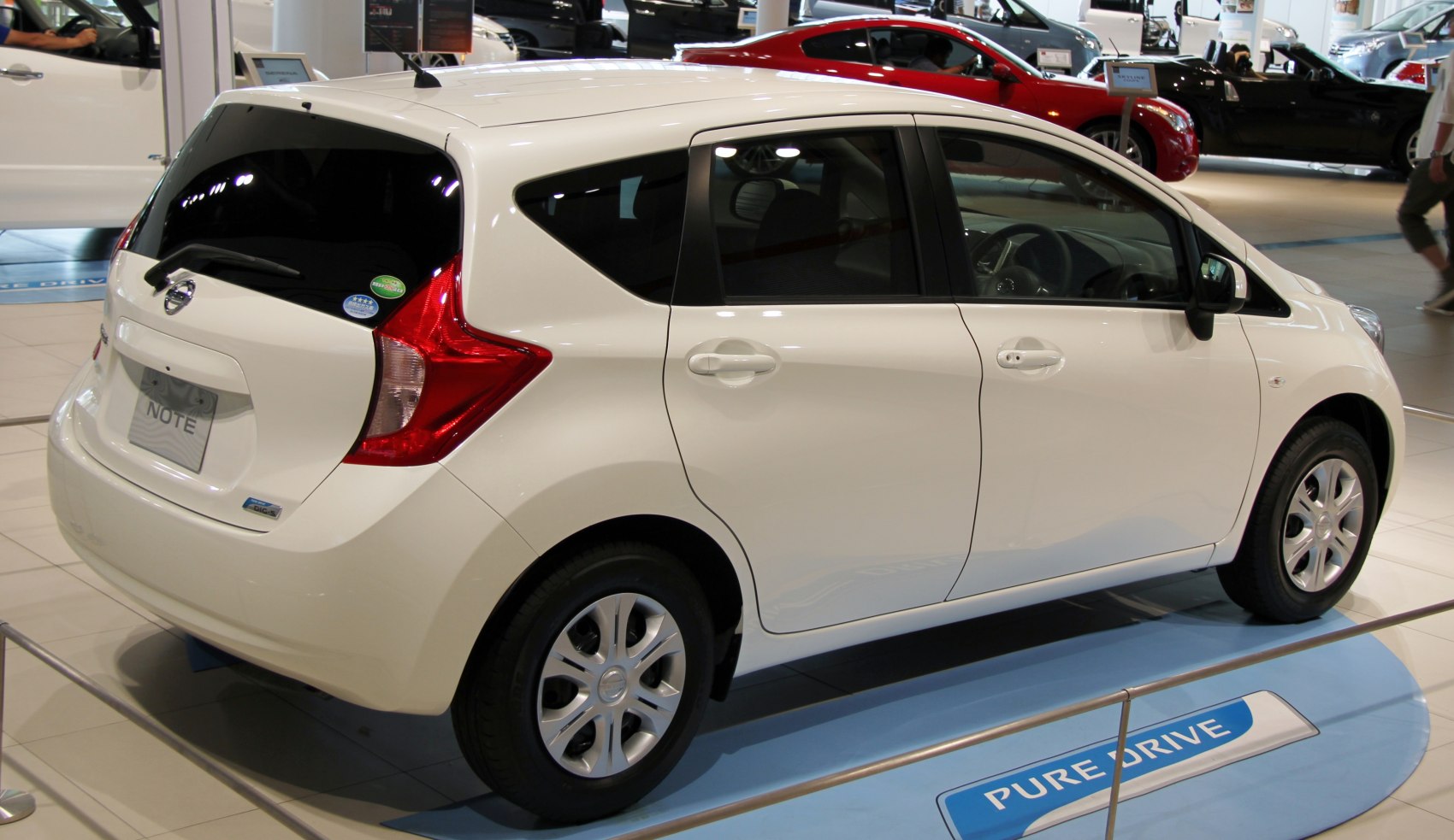 Rear side view of a compact hatchback with distinctive angular taillights