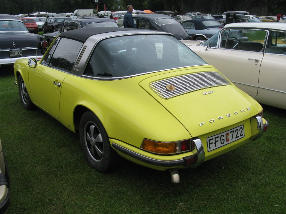 Vintage sports car with Targa roof and unique rear grille