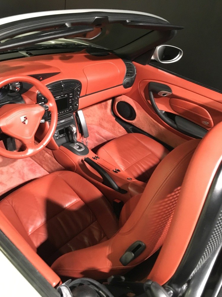 Red leather dashboard and seats with central console