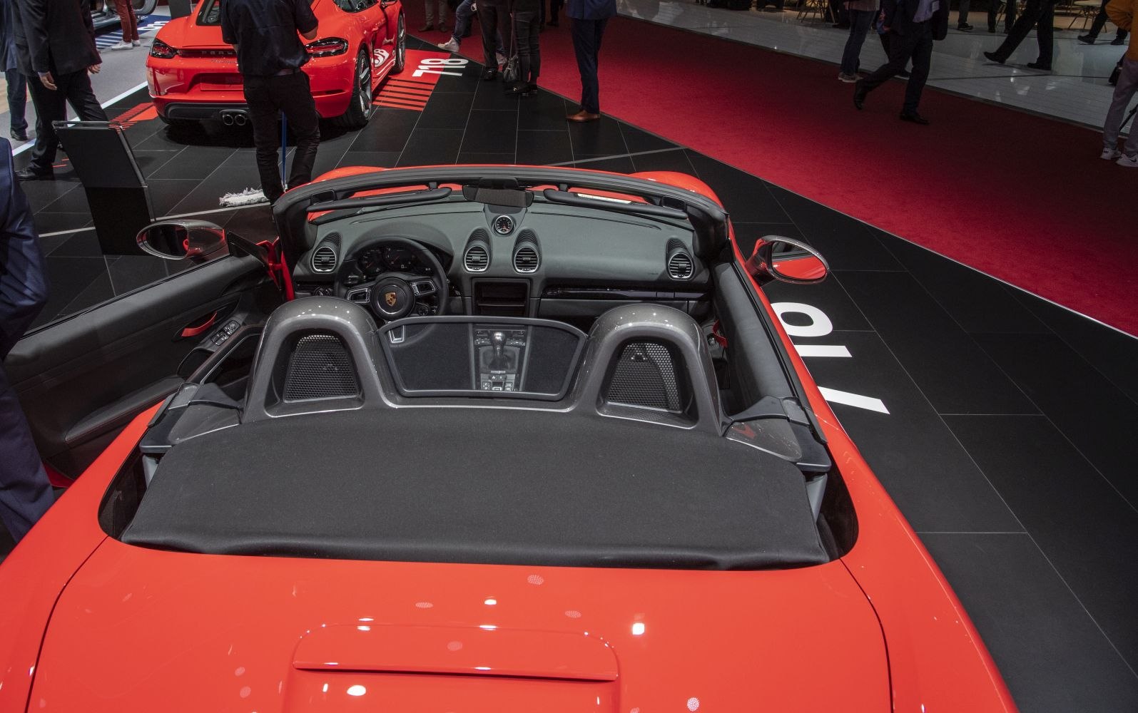 Convertible sports car interior with dashboard and cockpit view