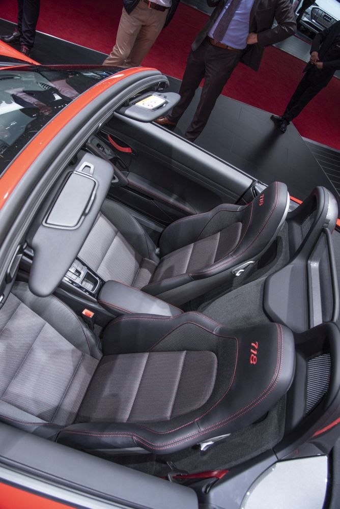Sport seats with embroidery and open convertible roof interior