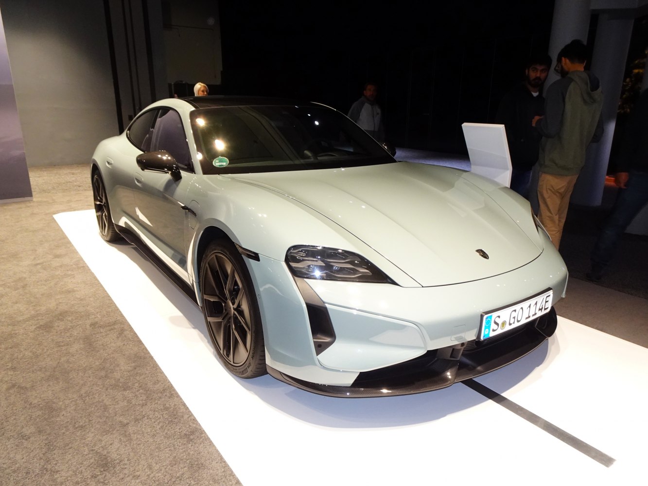 Electric sports coupe with LED headlights and aerodynamic front design
