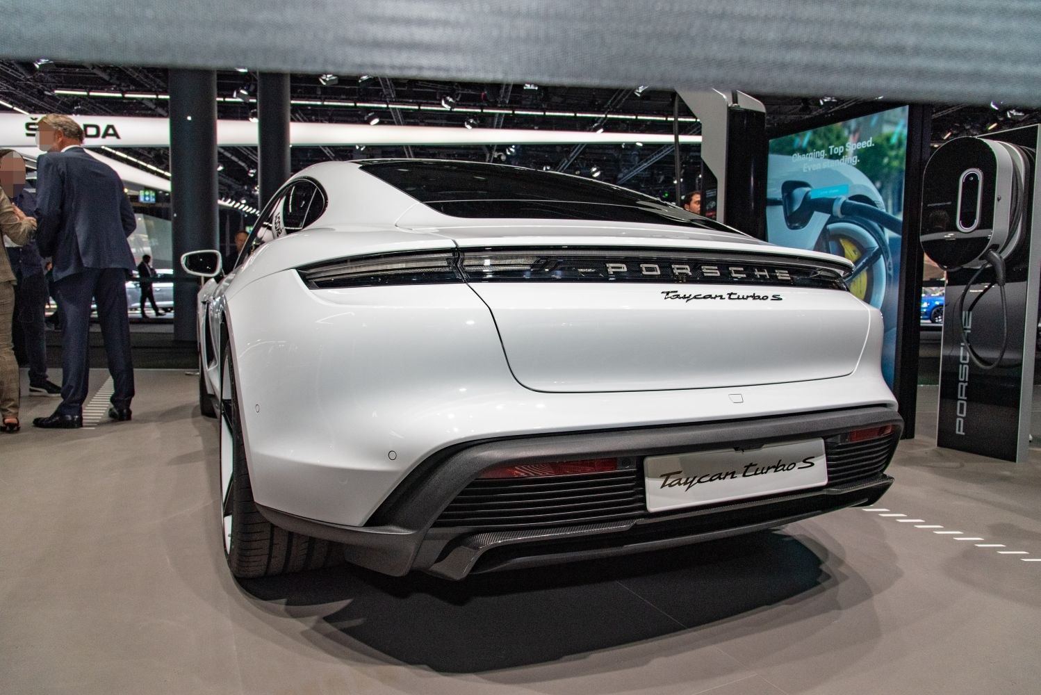 Rear design with LED taillight and sporty bumper of electric sedan