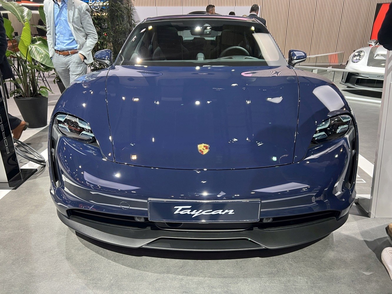 Front view, sleek headlights, aerodynamic design
