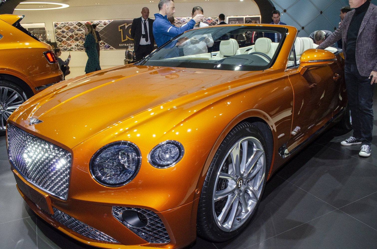 Luxury convertible with chrome mesh grille and LED headlights