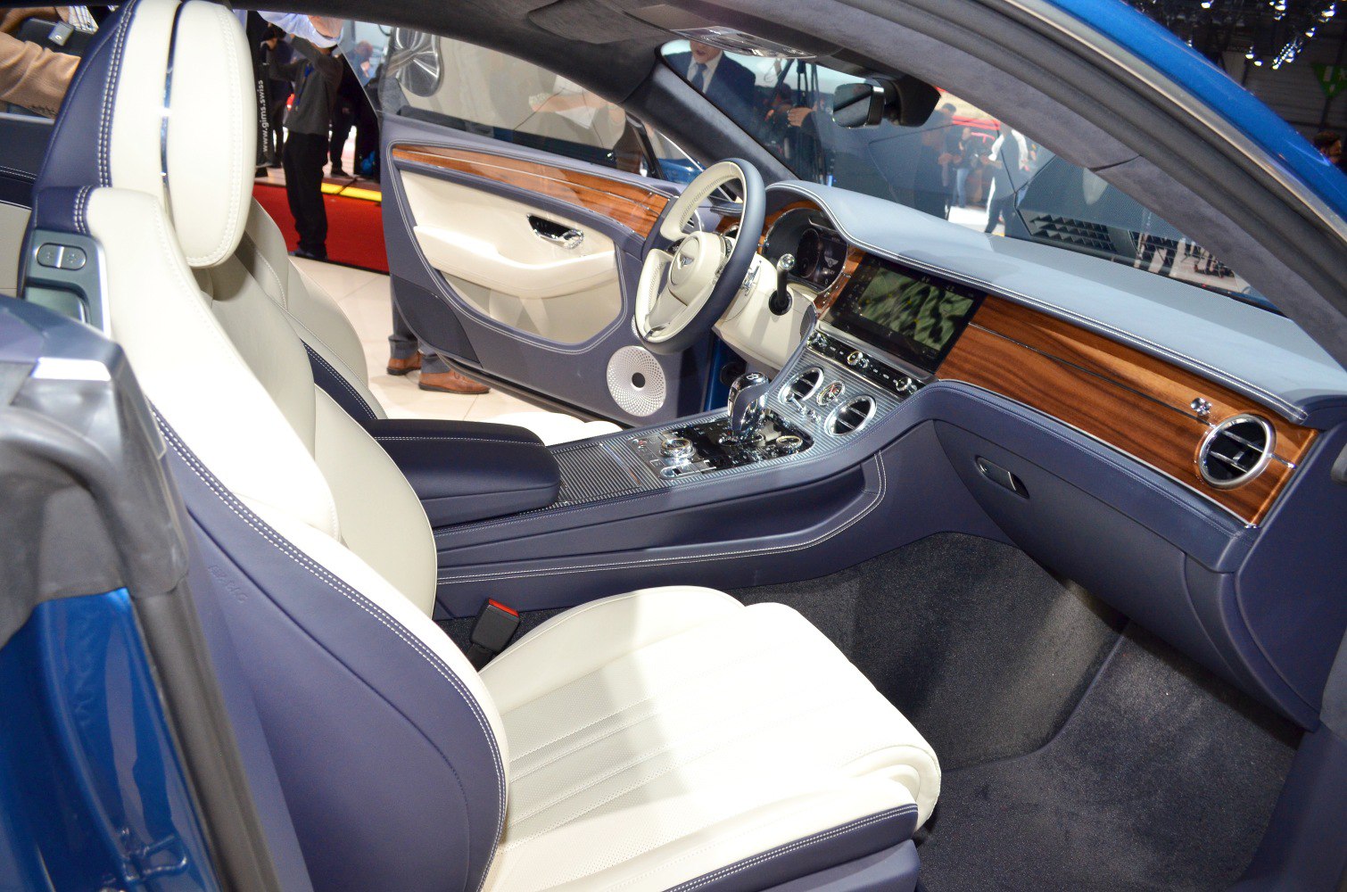 Luxury interior with leather seats and wood trim
