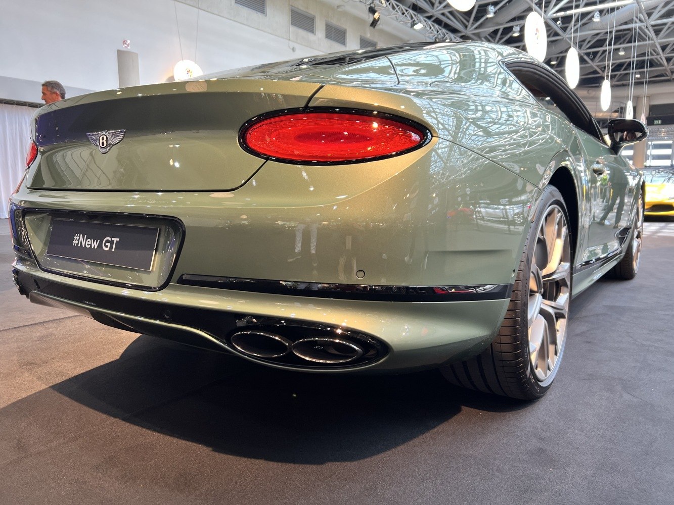 Rear view with quad exhausts and oval taillights