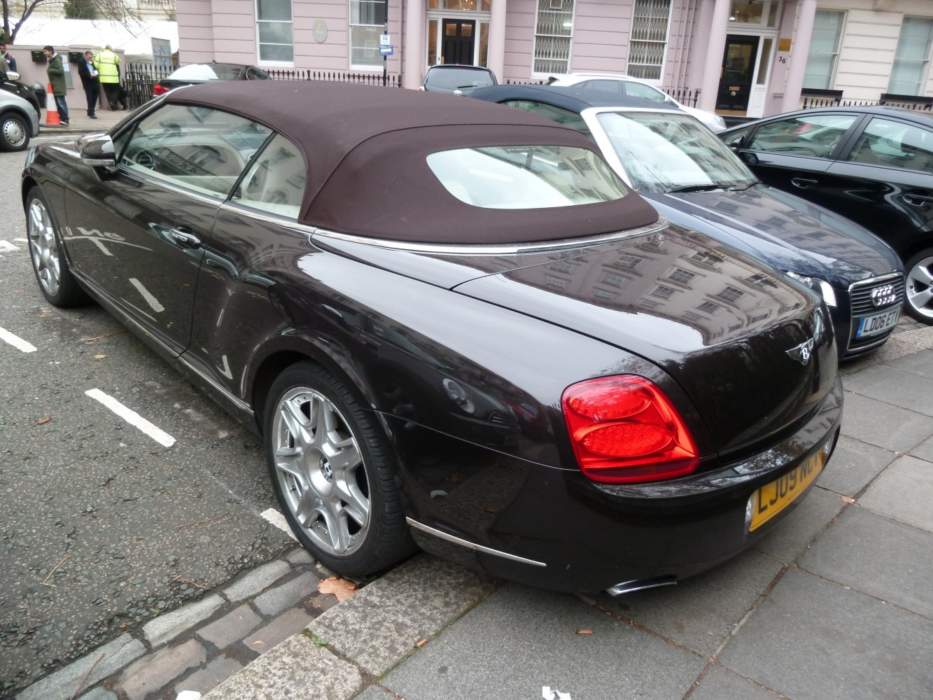 Convertible with fabric soft top and elegant rear design