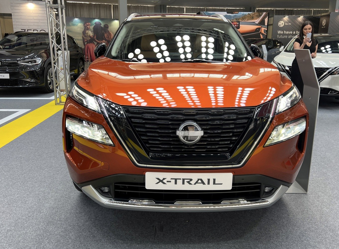 Front view with bold grille and modern LED headlights