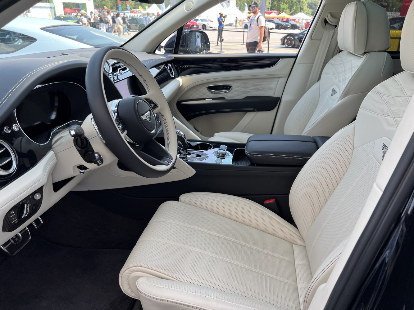 Light beige leather luxury interior with advanced dashboard details