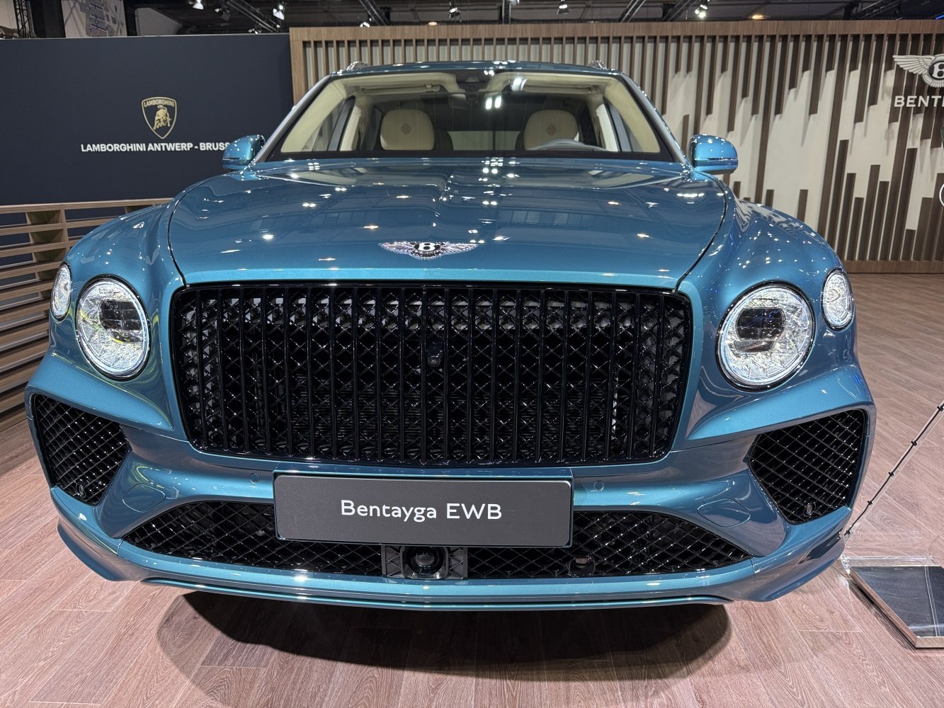 Front view with large grille and round headlights