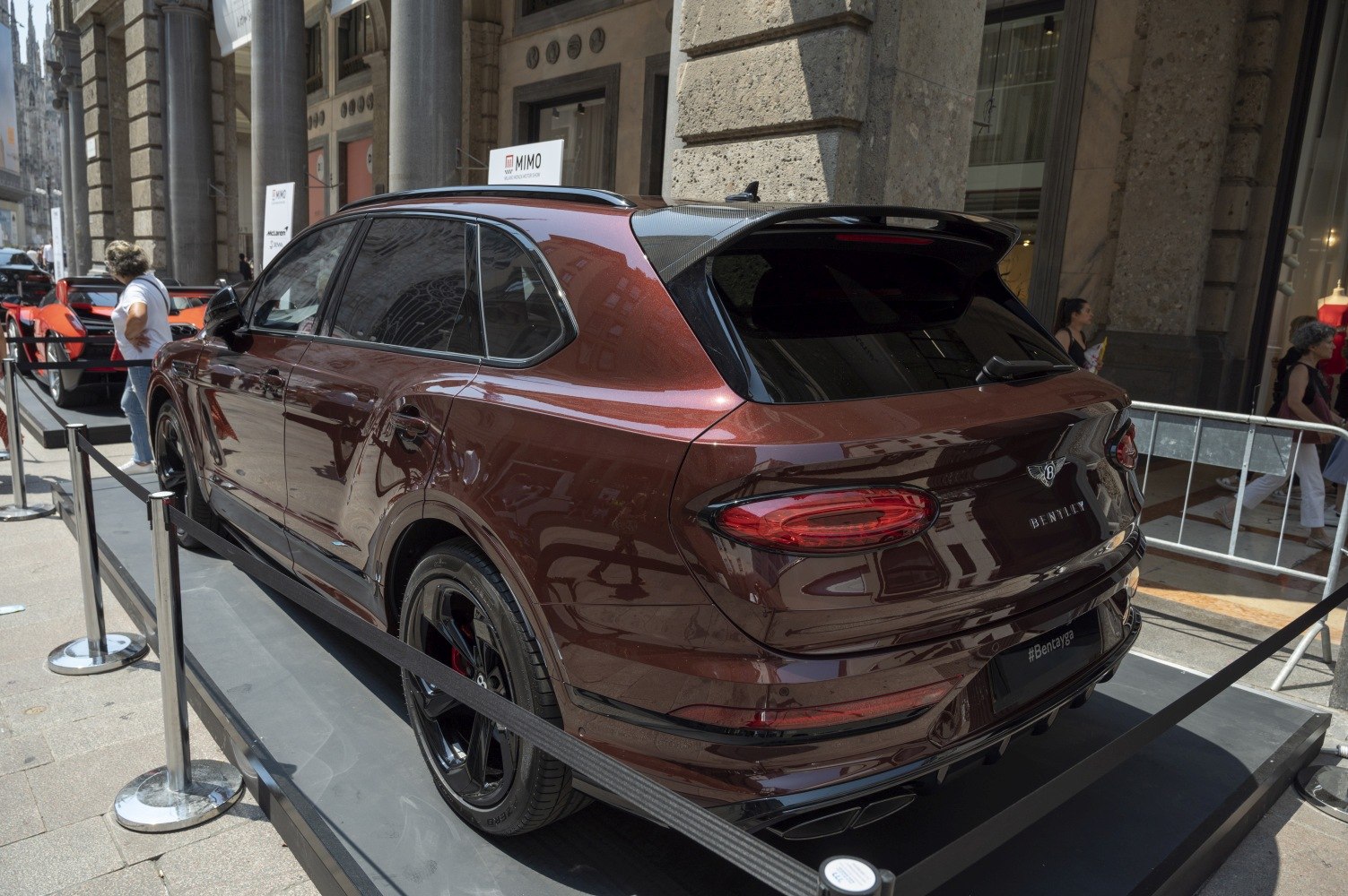 Luxury SUV rear design with taillights and black alloy wheels