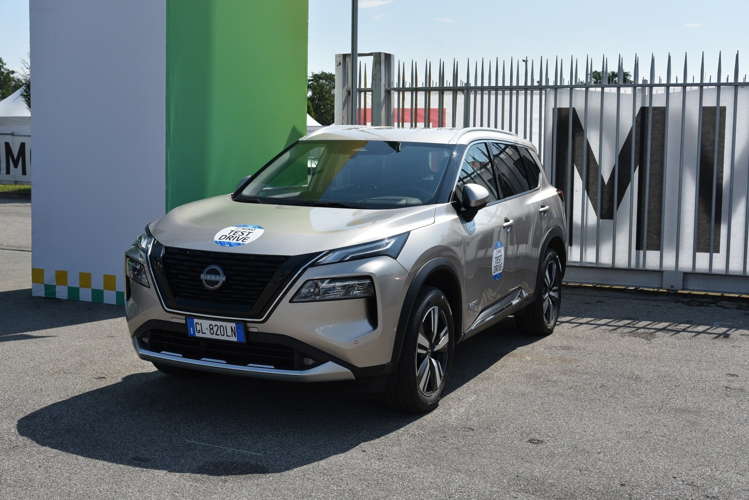 Front angled view of modern SUV with test drive badges