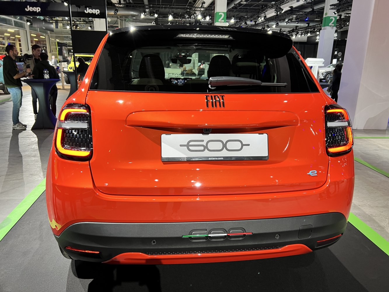Rear view with LED tail lights and unique badge design