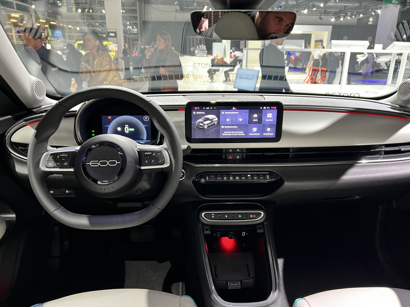 Modern digital dashboard with infotainment screen and multifunction steering wheel