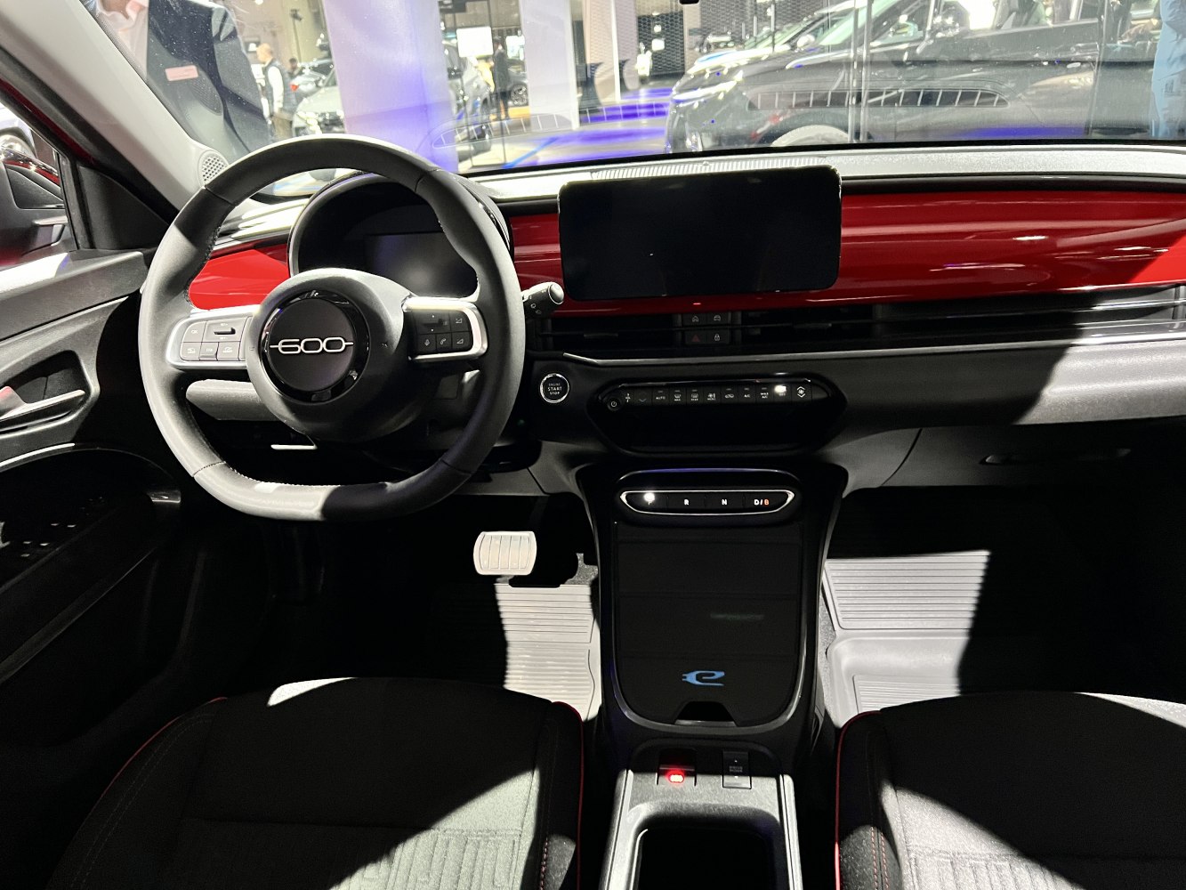 Digital steering wheel and touchscreen dashboard with modern center console