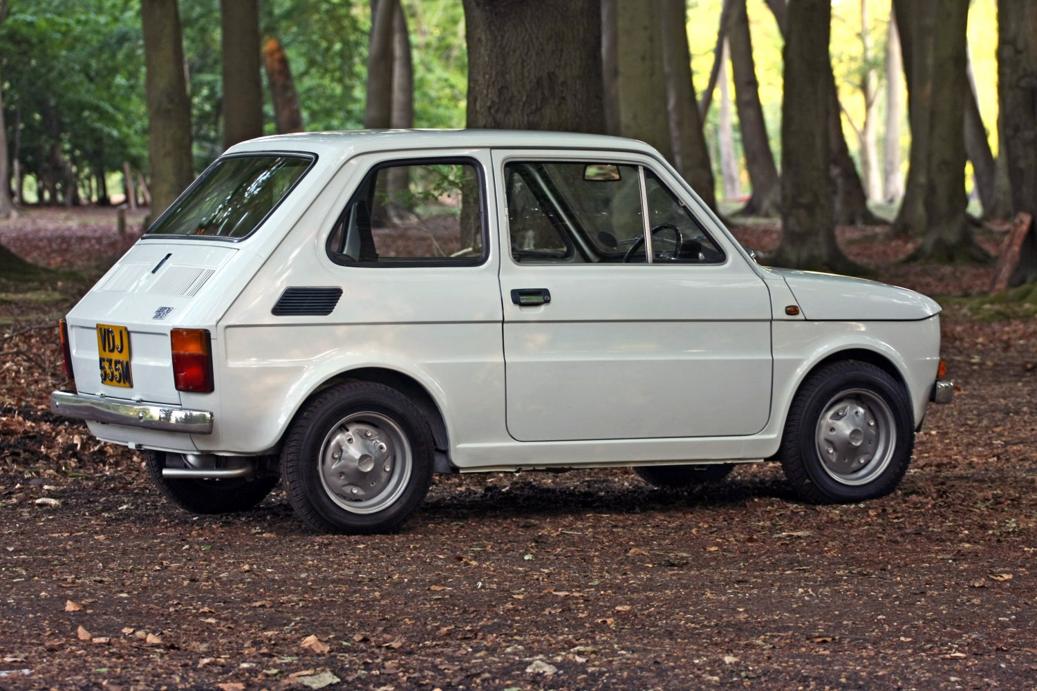 Classic small 1970s two-door compact hatchback side view