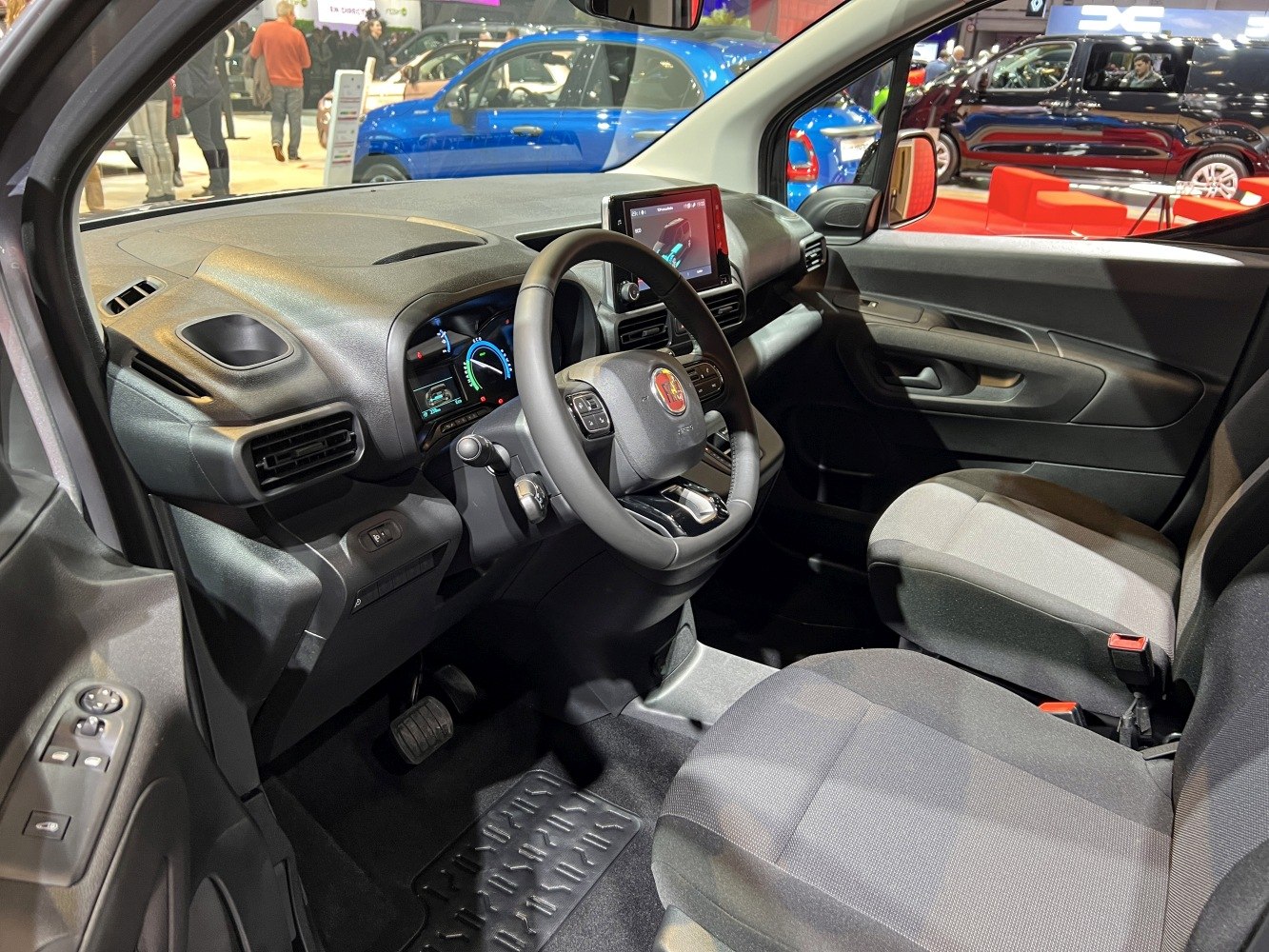 Modern dashboard and multifunction steering wheel with digital instrument panel