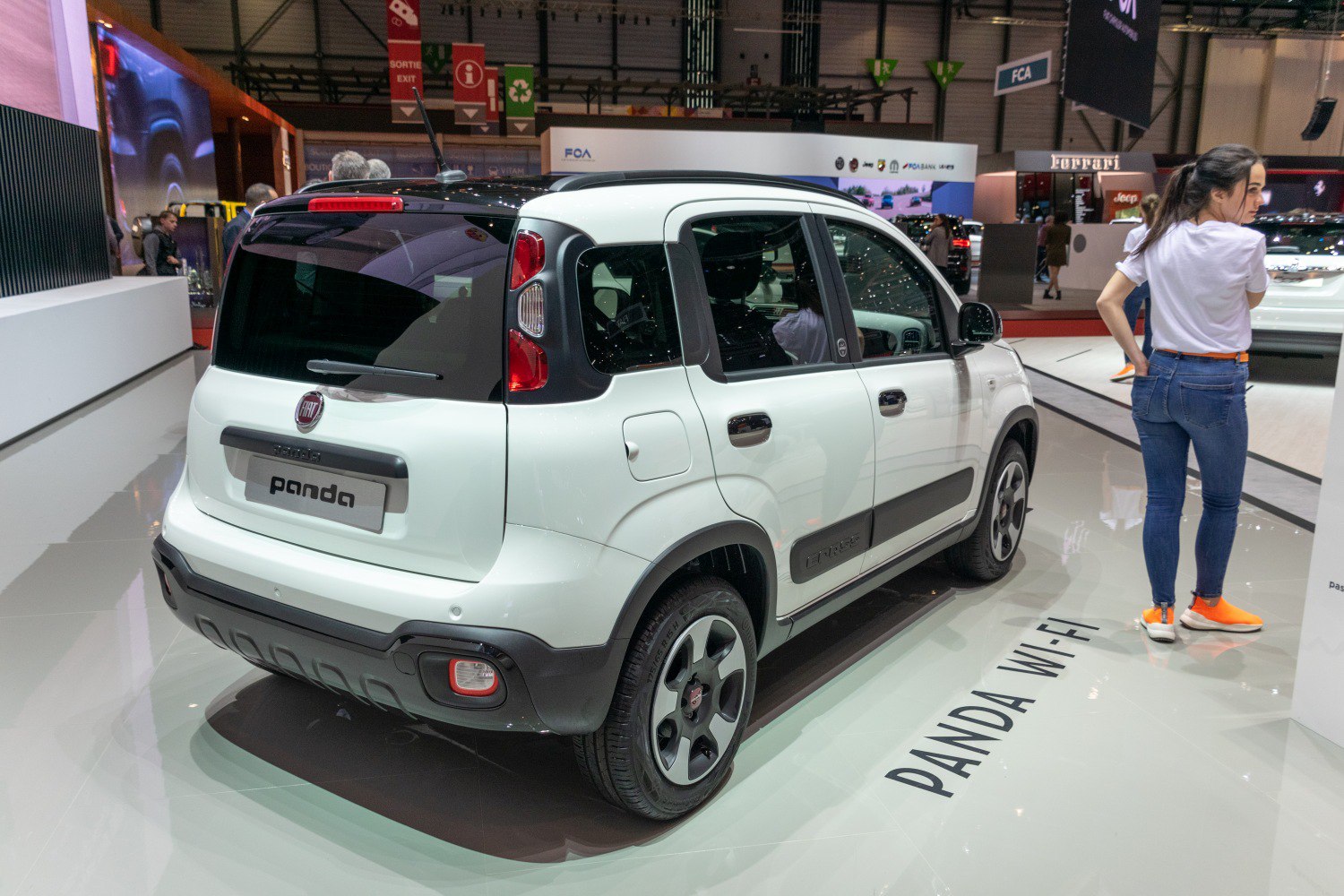 Rear view of compact SUV with distinctive tail lights and black roof