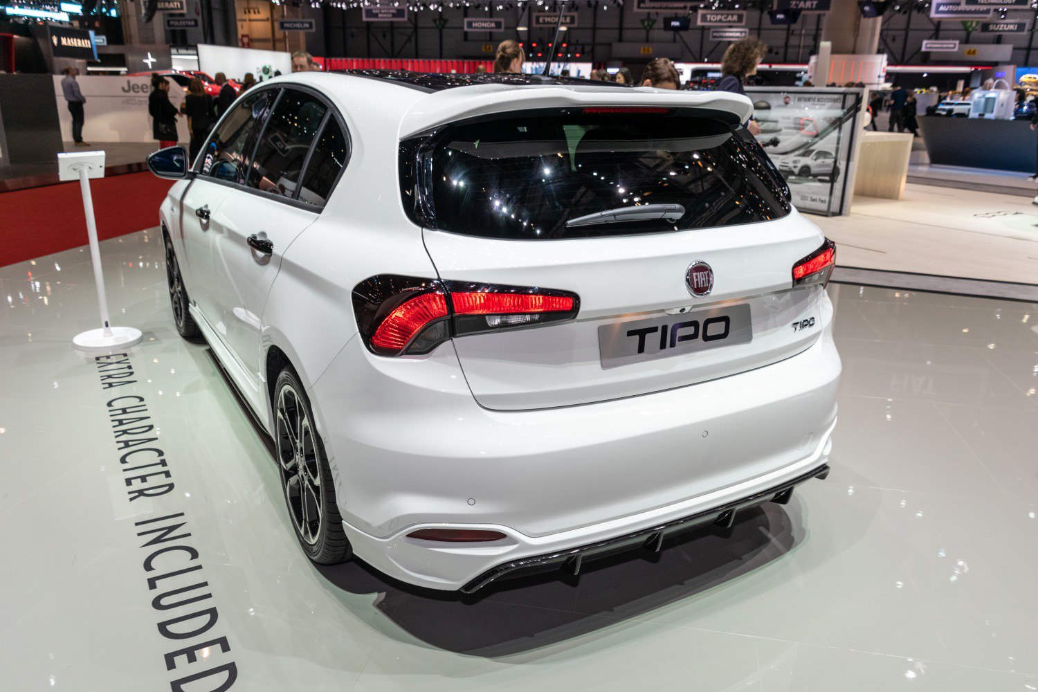 Rear view of hatchback with sleek taillights and sporty design
