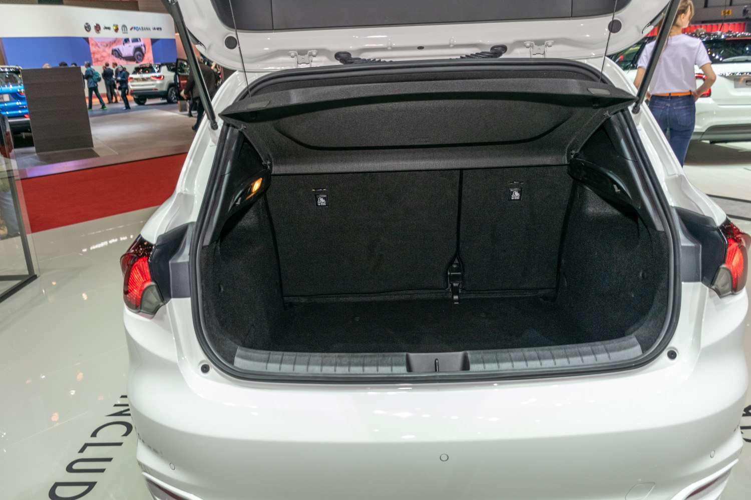 Open spacious trunk cargo area of a hatchback vehicle
