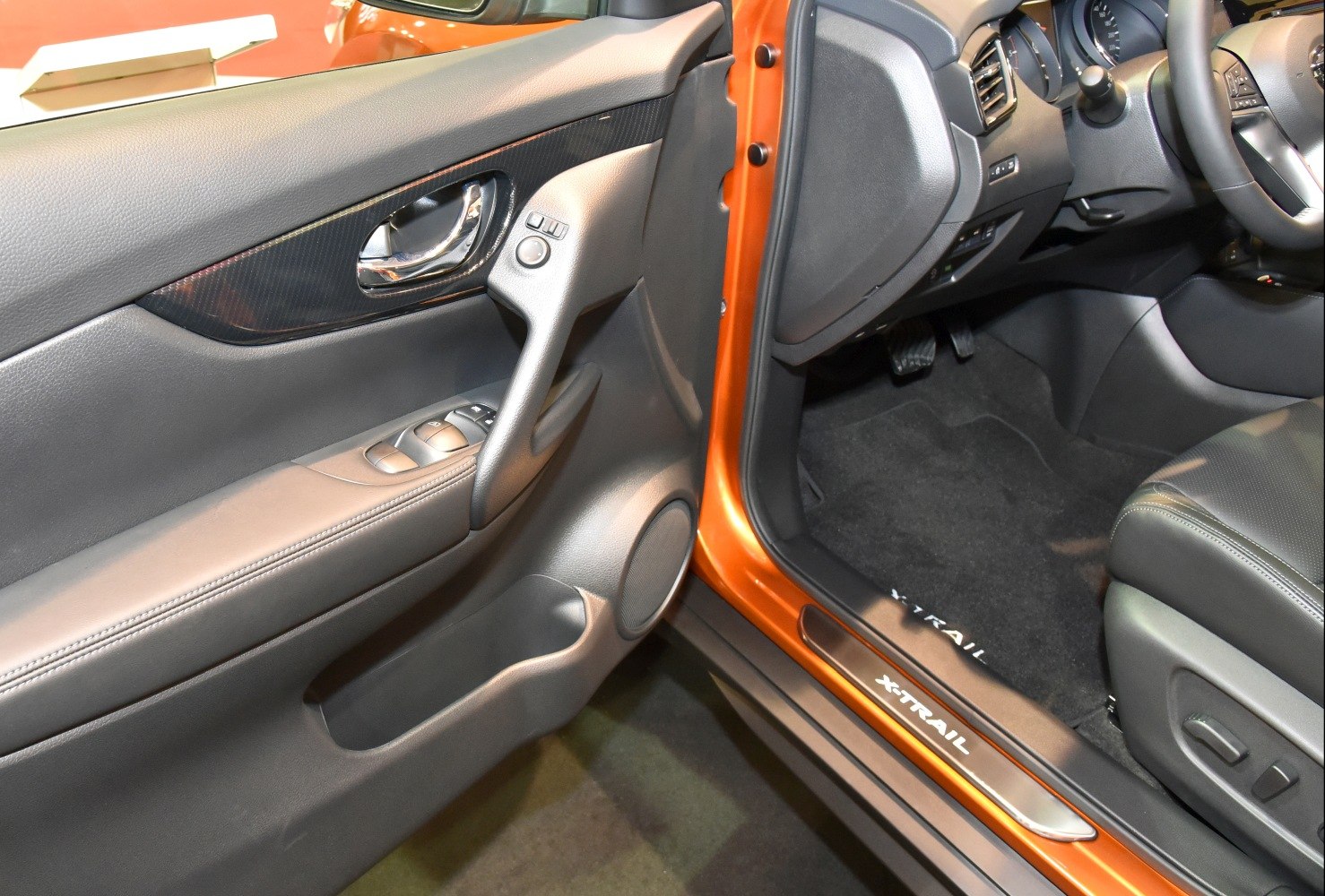 Front door panel and footwell interior close-up