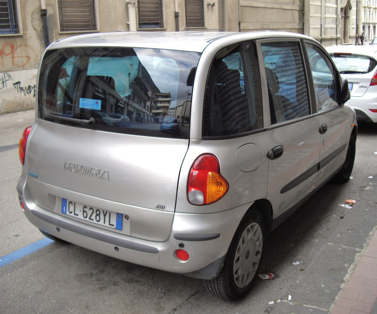 Rear and side view with rounded taillights and large windows