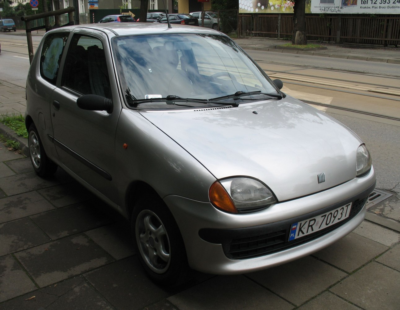 Compact hatchback with round headlights and urban design