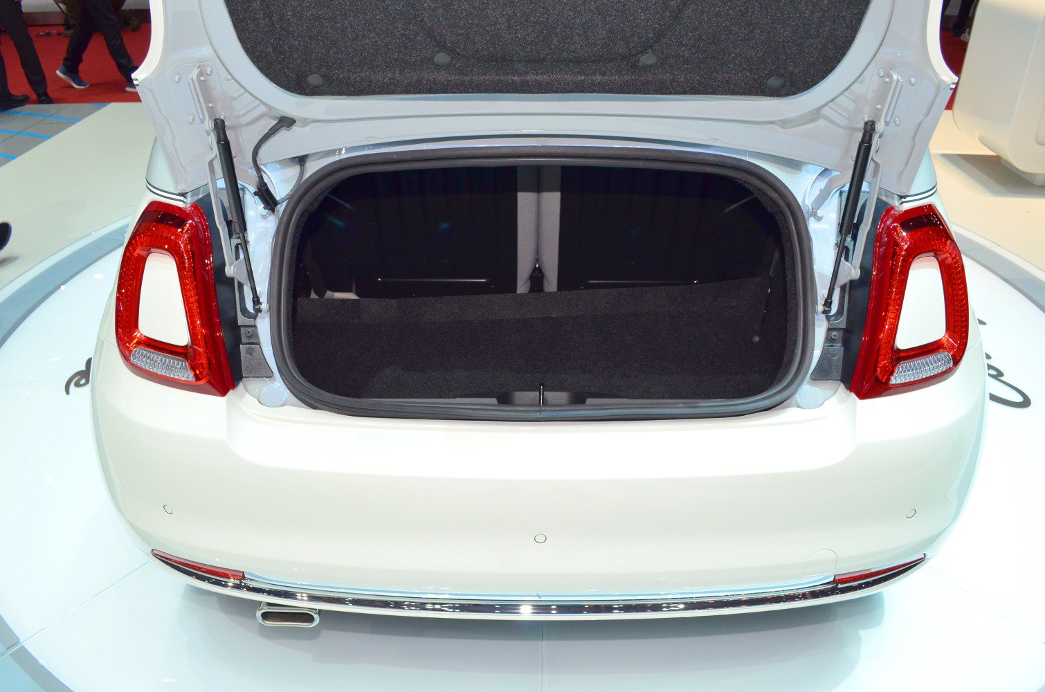 Open trunk with rear lights and exhaust