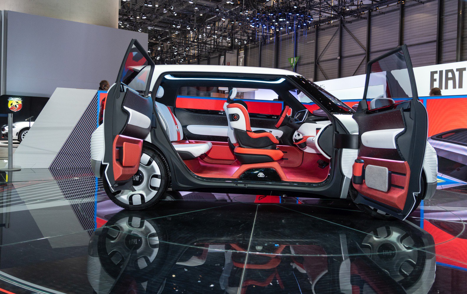 Innovative interior with unique suicide doors and modular seating