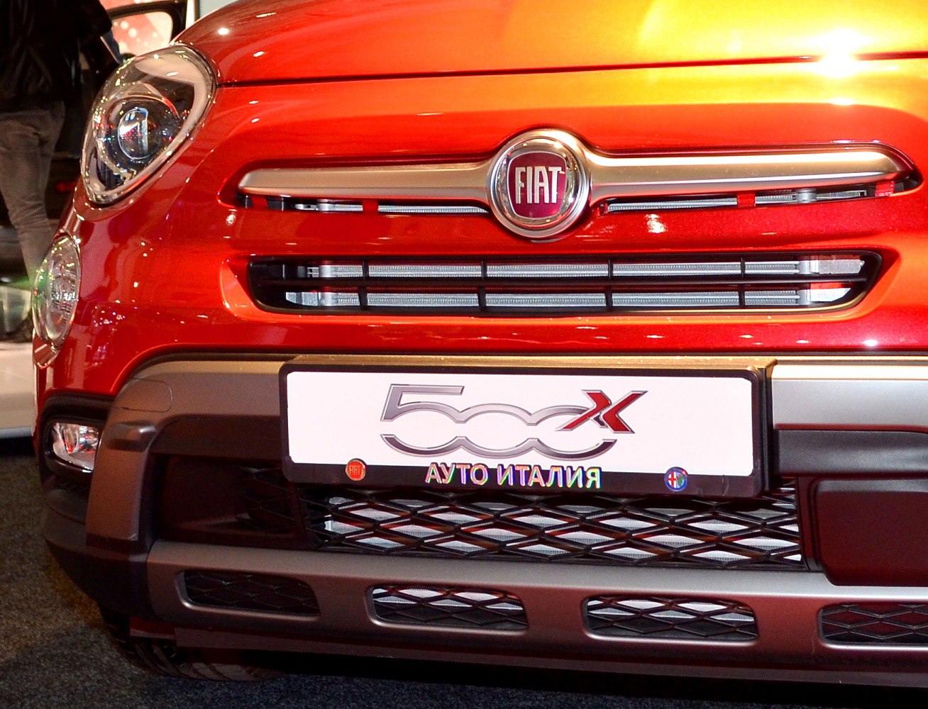 Close-up of front grille and headlight design