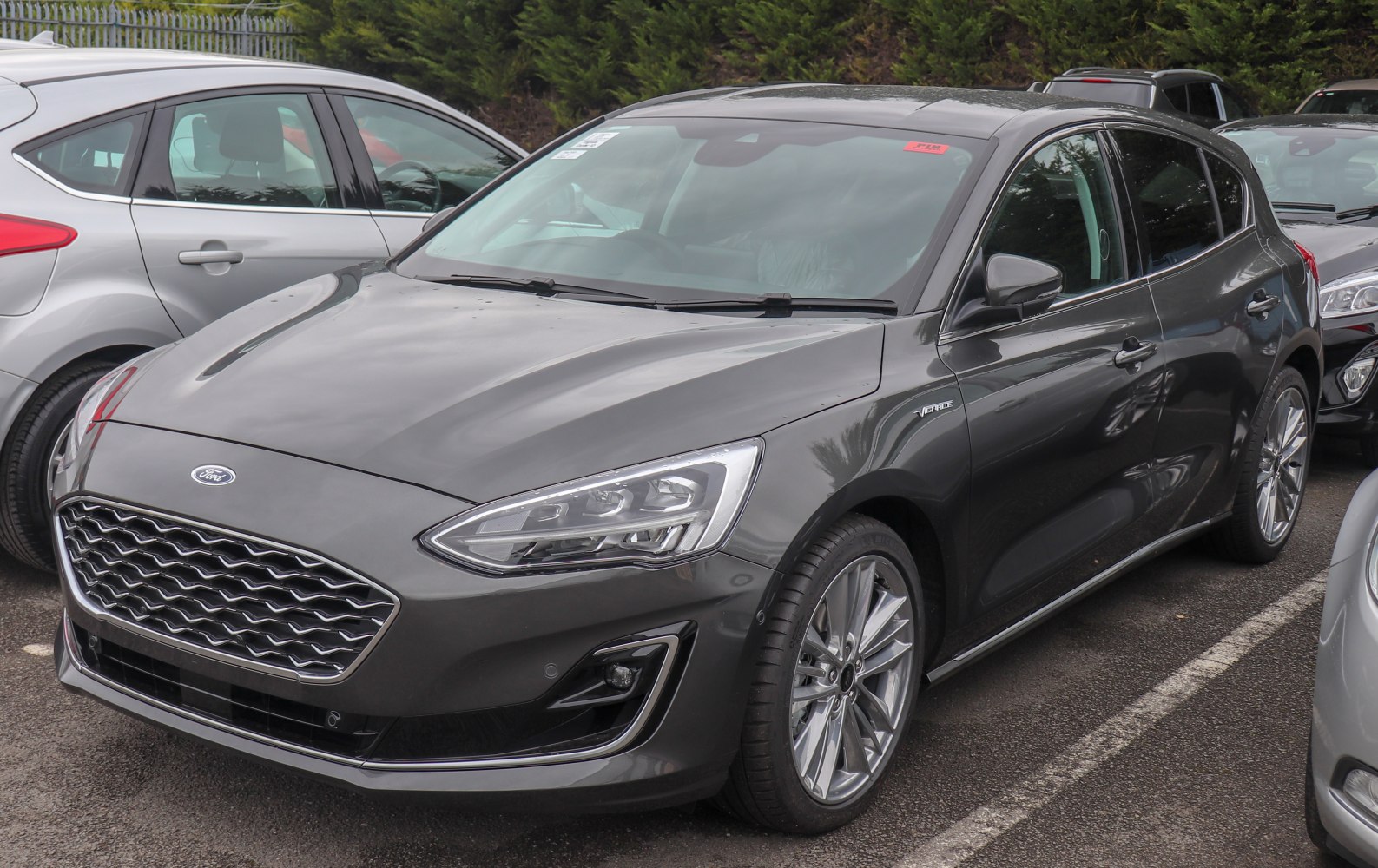 Front grille and headlight design of a modern hatchback