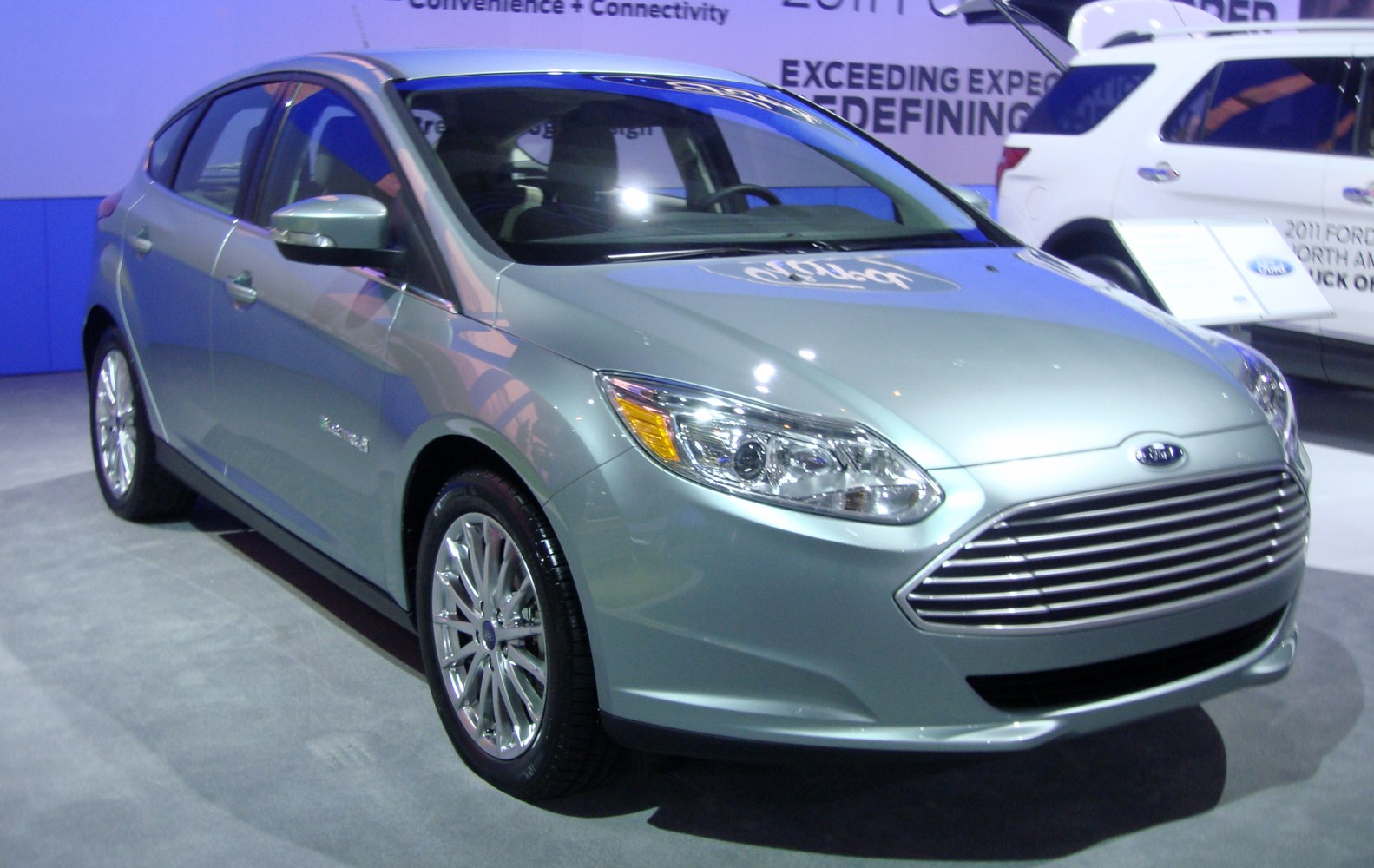 Front view of a hatchback highlighting grille and headlight design
