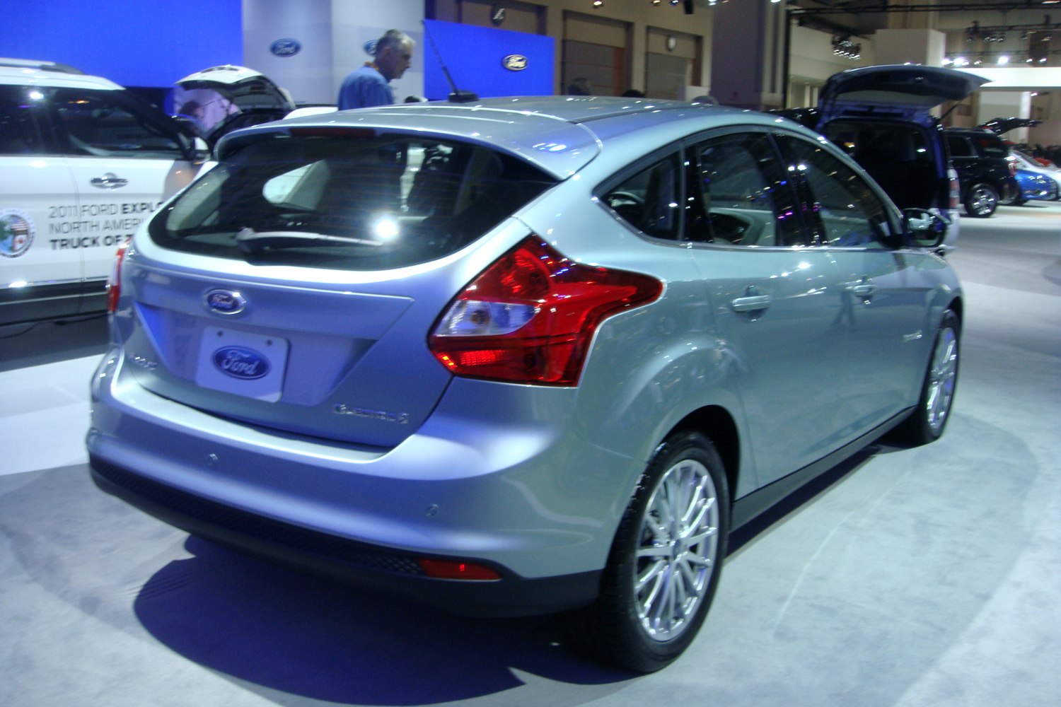Rear view of a compact hatchback with distinctive taillights and sporty design