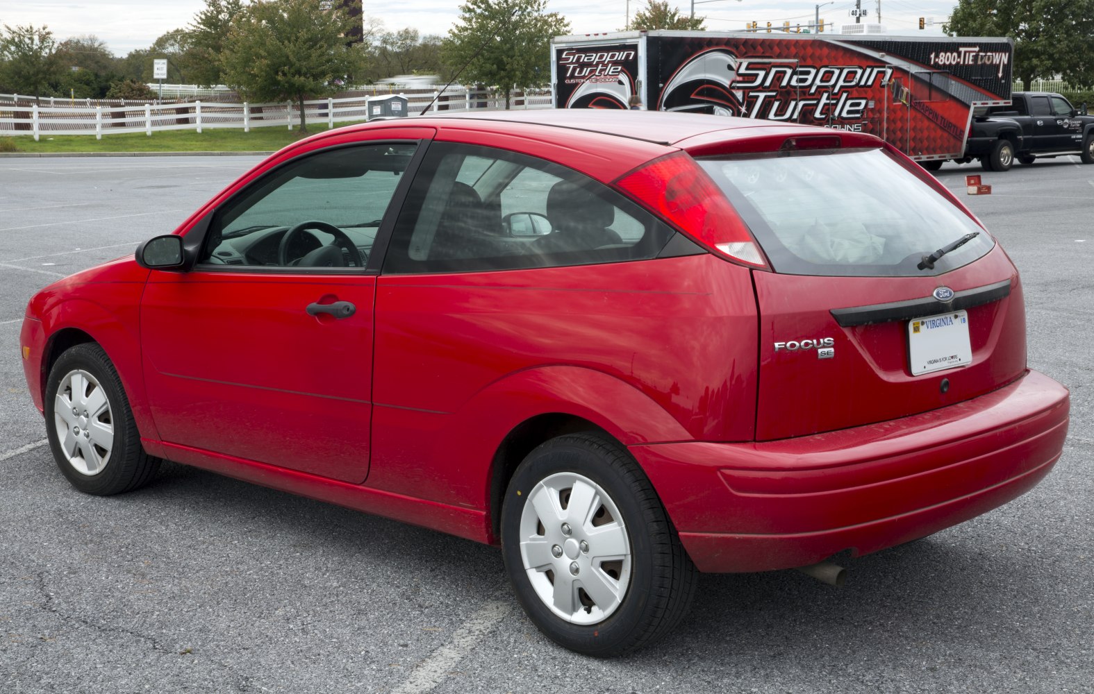 Rear and side profile of a compact hatchback
